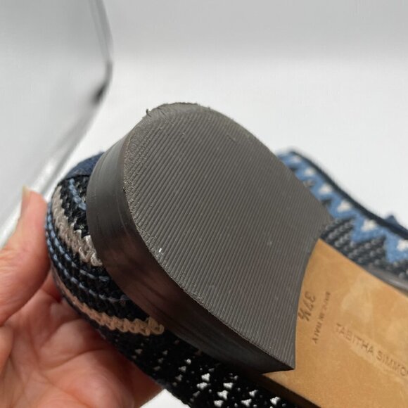 Tabitha Simmons Blakie Sol Blue-Multi Crocheted Slip On Loafers Women's 7.5 - Picture 10 of 13